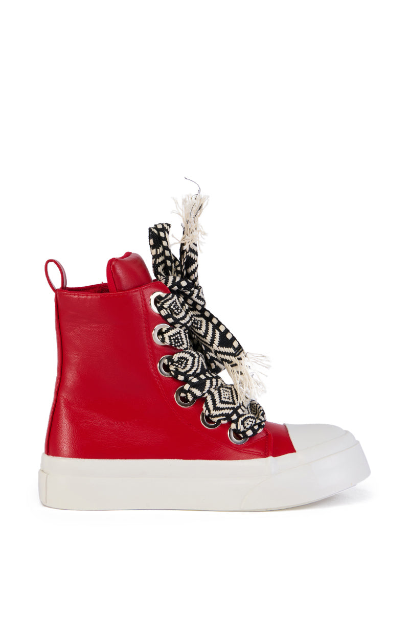 Side View Lukka High Top Sneaker In Red
