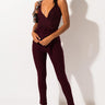 Front View Lulu Paper Bag High Waist Cigarette Pants in Burgundy