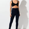 Front View Lulu Paper Bag High Waist Cigarette Pants in Navy