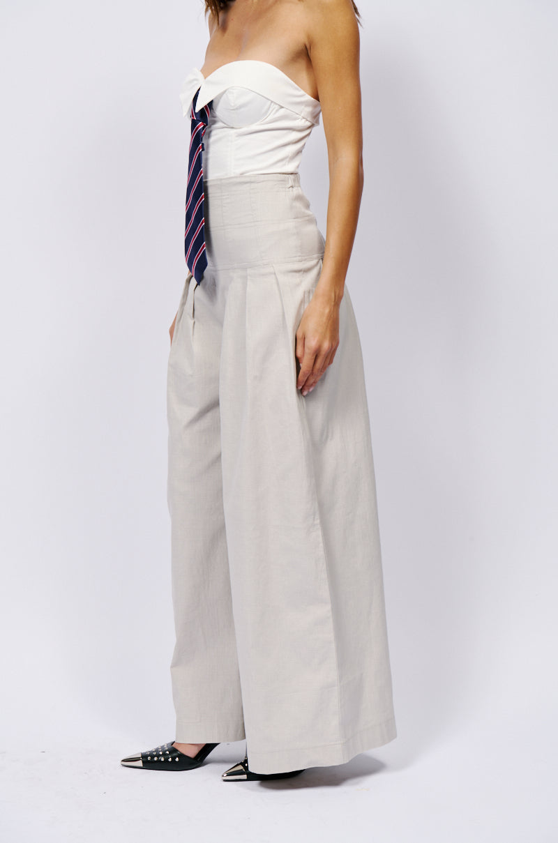 Detail View Luna High Waisted Wide Leg Linen Trouser 3