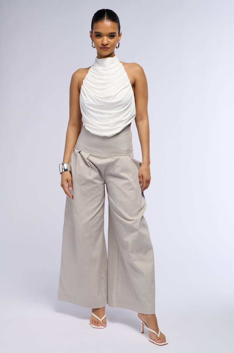 Extra View Luna High Waisted Wide Leg Linen Trouser 11
