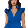 Front View Lush Body Pleated Peplum Blouse