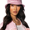 Front View Lush Quilted Satin Bucket Hat