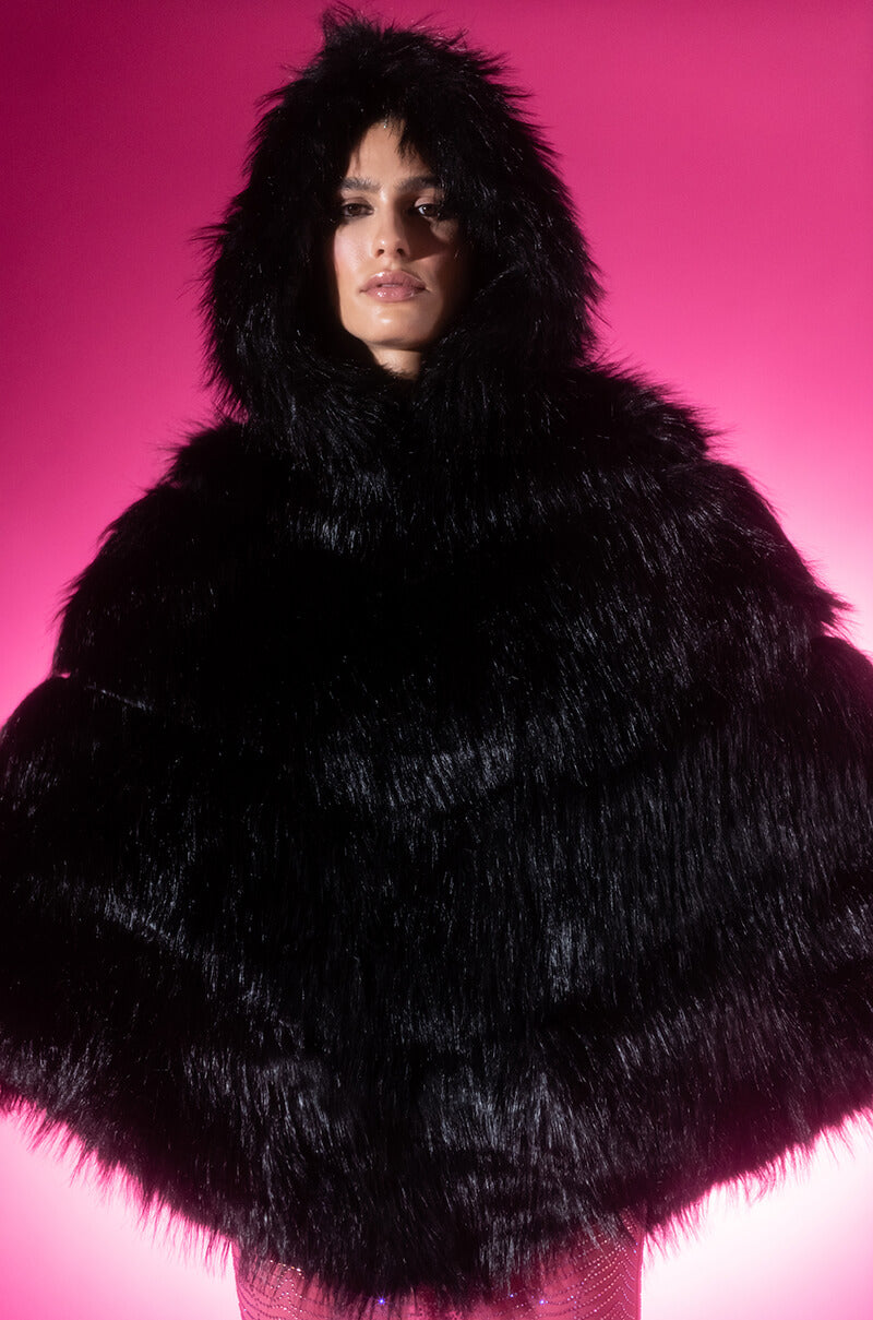 LUXE FAUX FUR PONCHO view 0