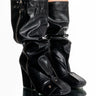 Front View Luxe In Love Knee High Chunky Boot In Black