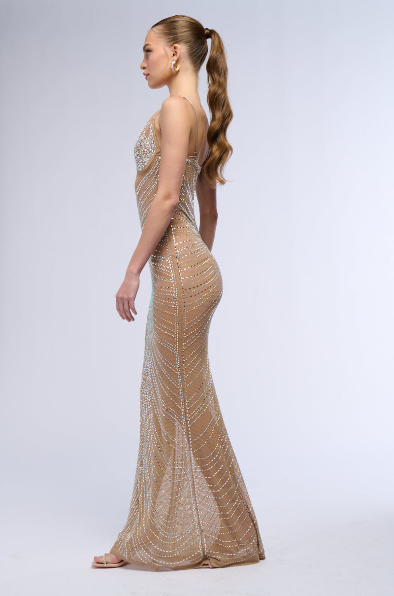 LUXE IS ALL I KNOW RHINESTONE MESH MAXI DRESS AKIRA LUXE IS ALL I KNOW RHINESTONE MESH MAXI DRESS AKIRA