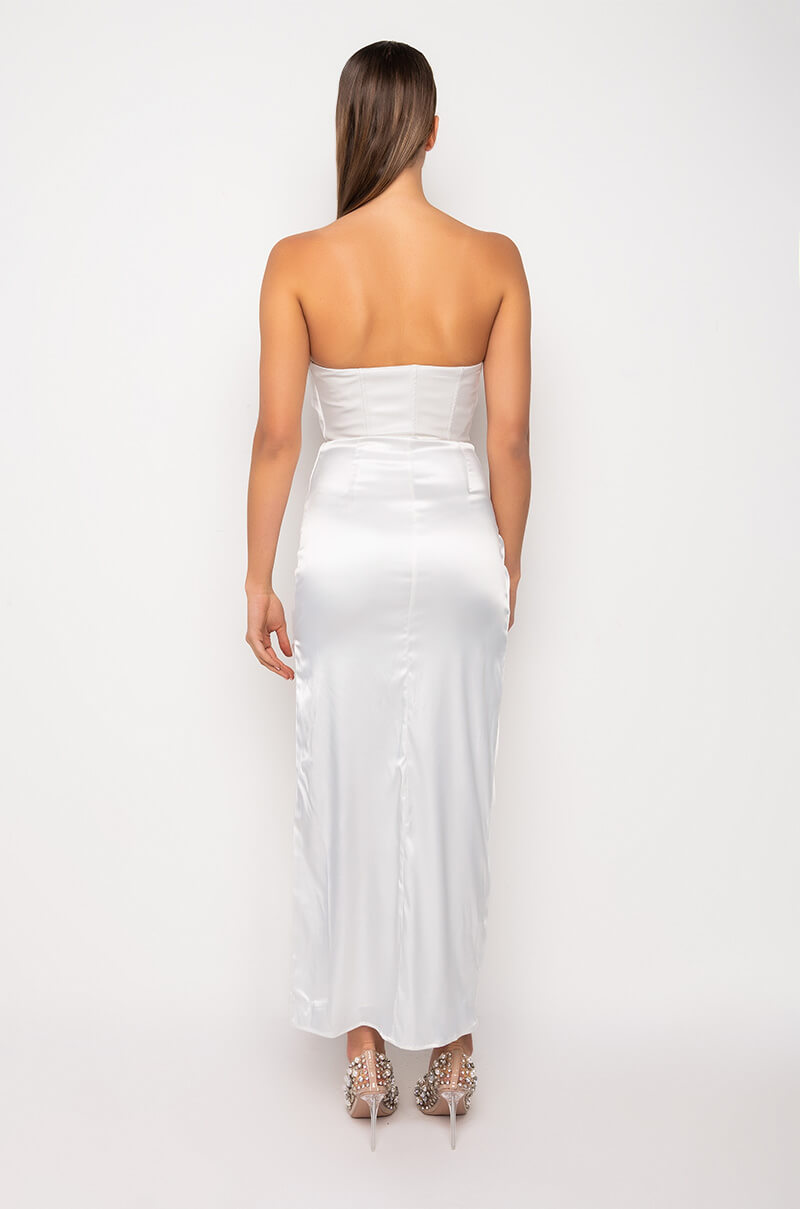 Full View Luxe Vegan Leather And Satin Maxi Dress