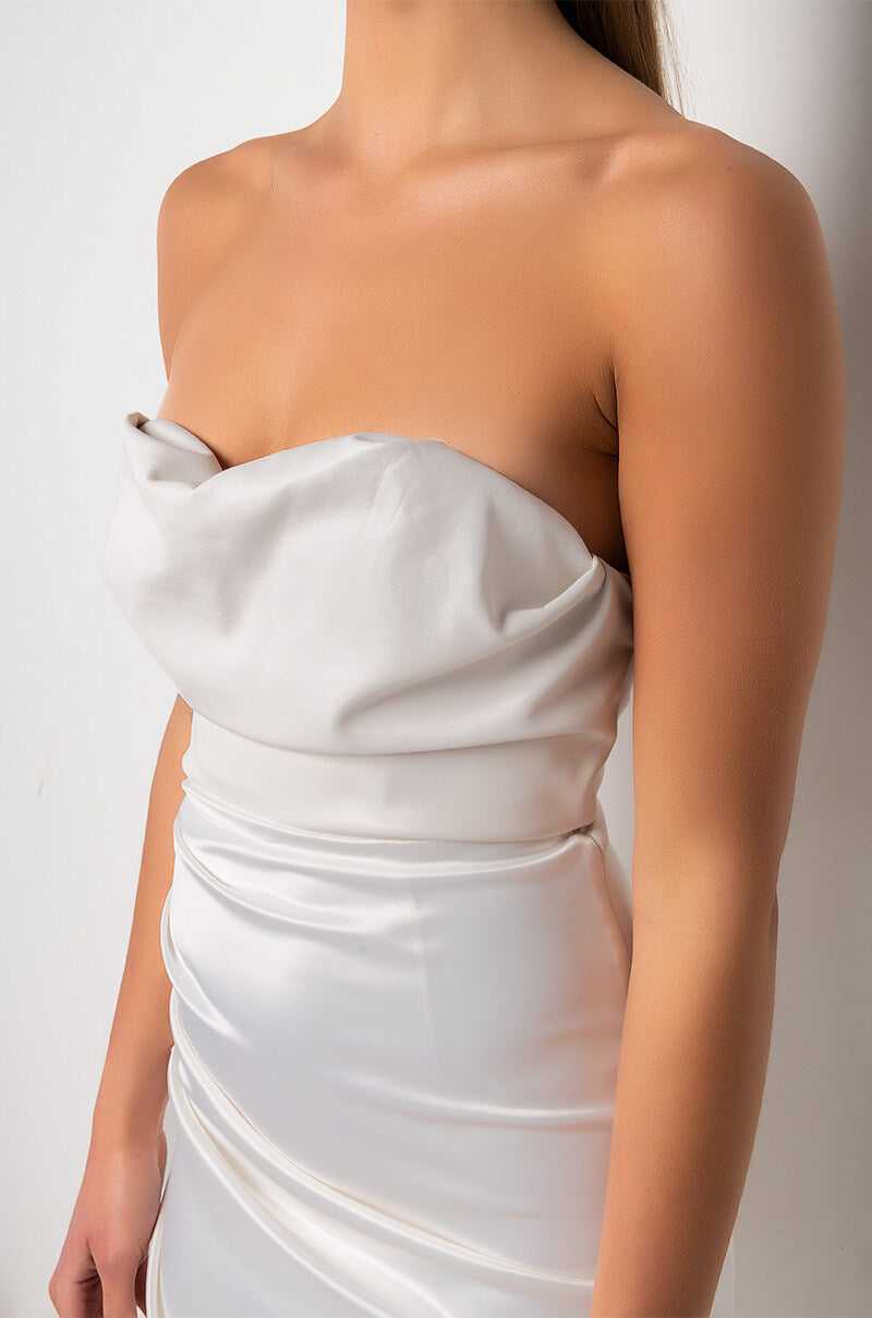 Extra View Luxe Vegan Leather And Satin Maxi Dress
