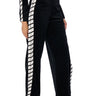 Front View Luxe Velvet Open Leg Trouser In Black