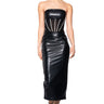 Front View Luxury Ventures Faux Leather Strapless Dress