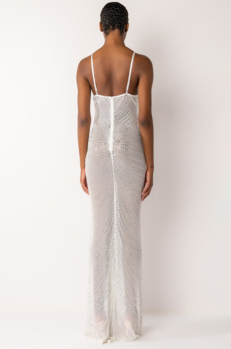 Detail View Luxx Is All I Know Rhinestone Mesh Maxi Dress