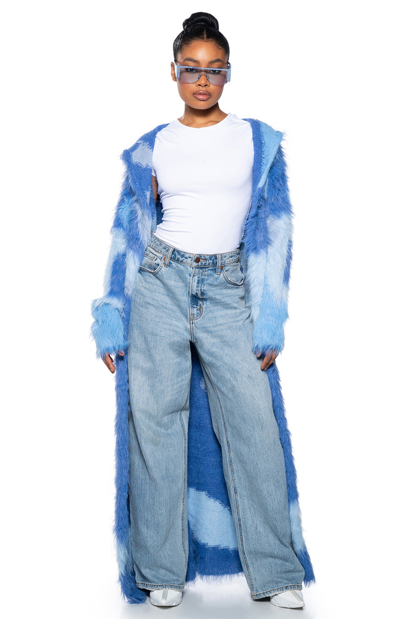 LYLA ULTRA FUZZY COLORBLOCK HOODED CARDIGAN view 0