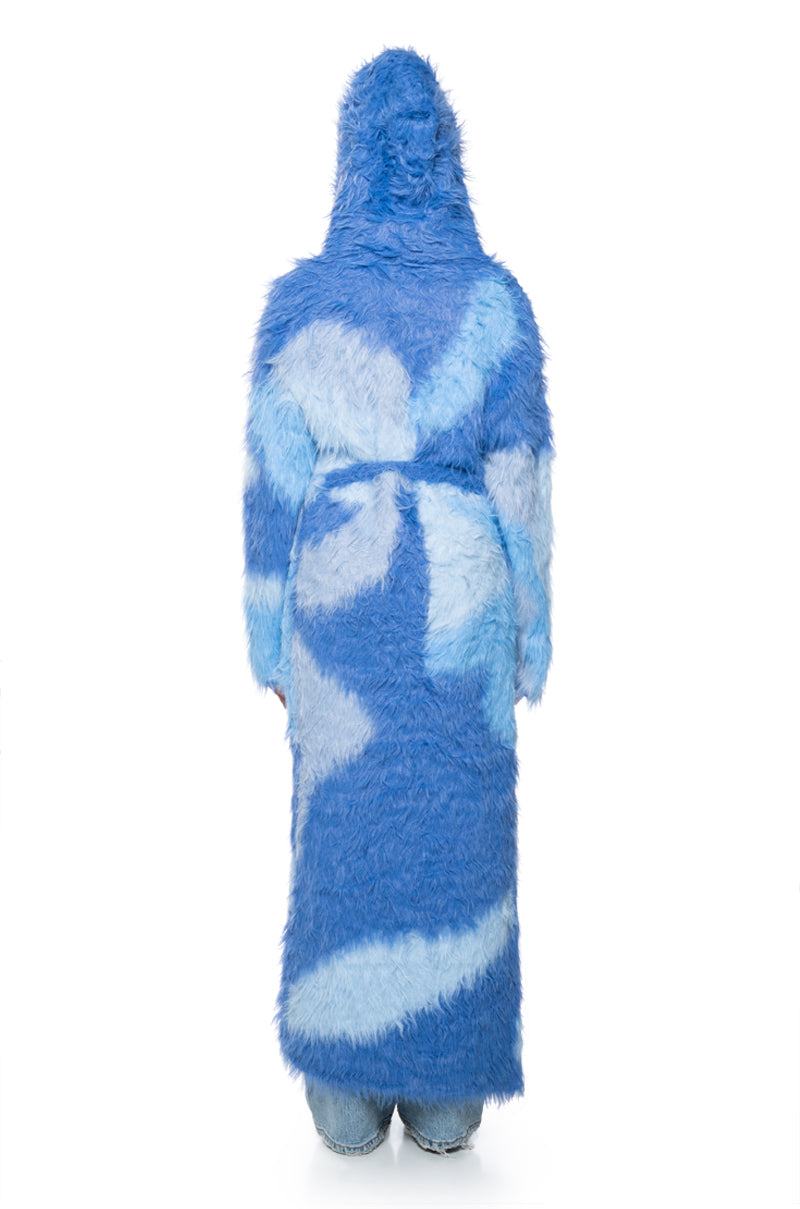 Detail View Lyla Ultra Fuzzy Colorblock Hooded Cardigan
