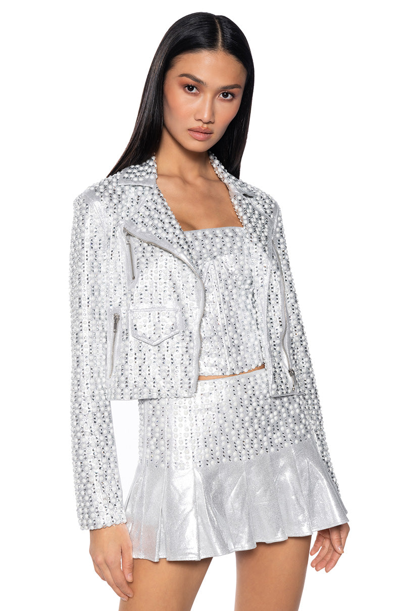 LYNLEE SILVER PEARL MOTO JACKET view 0