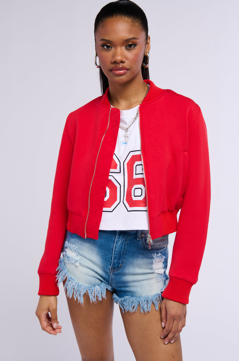 Back View Lynx Layered Bomber Jacket