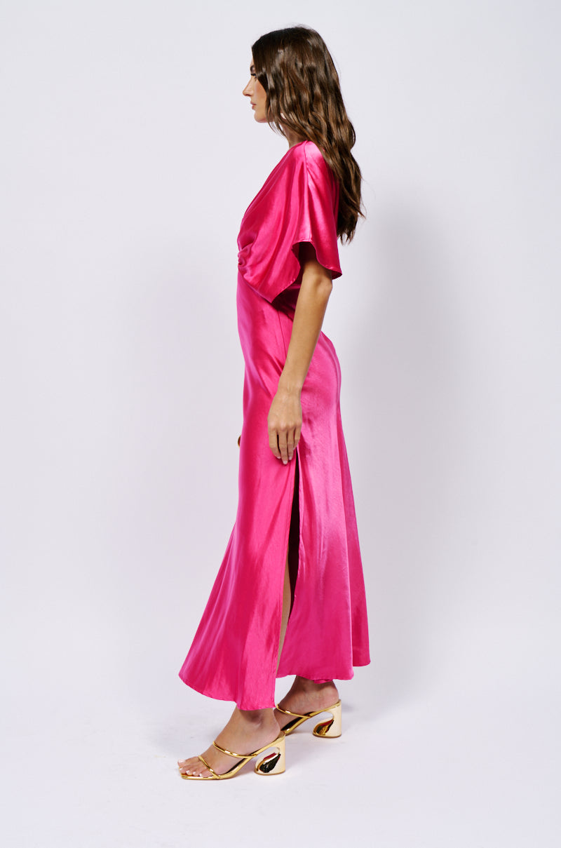 Side View Mad In Love Satin Maxi Dress