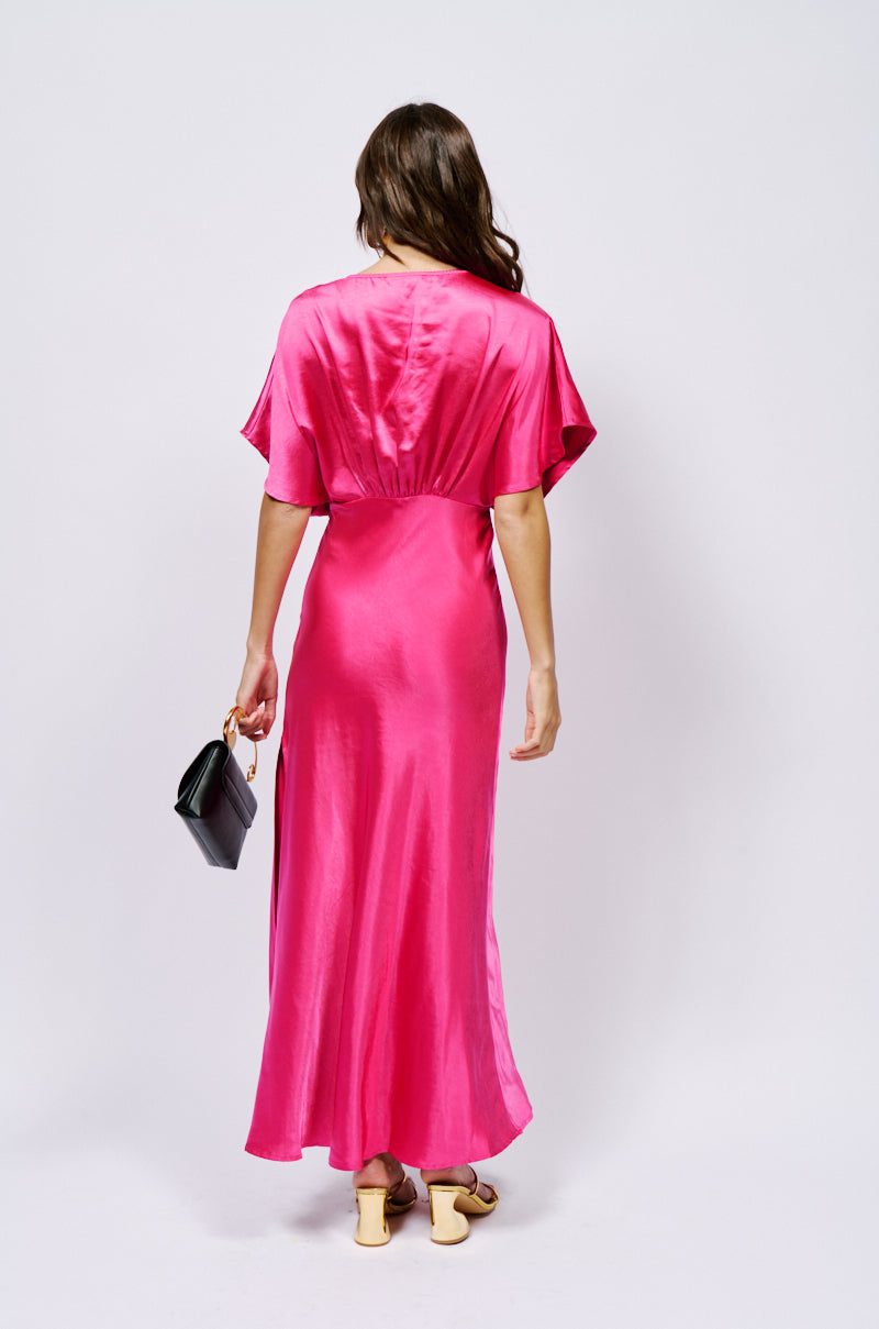 Back View Mad In Love Satin Maxi Dress