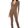 Front View Maddelyn Zip Front Long Sleeve Catsuit