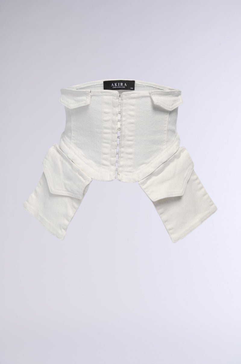 Back View Maddi Stretch Denim Cargo Belt 0