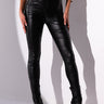 Front View Maddie Ruched Faux Leather Matte Legging