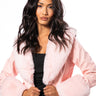 Front View Maddie Y2k Pink Fur Trim Blazer