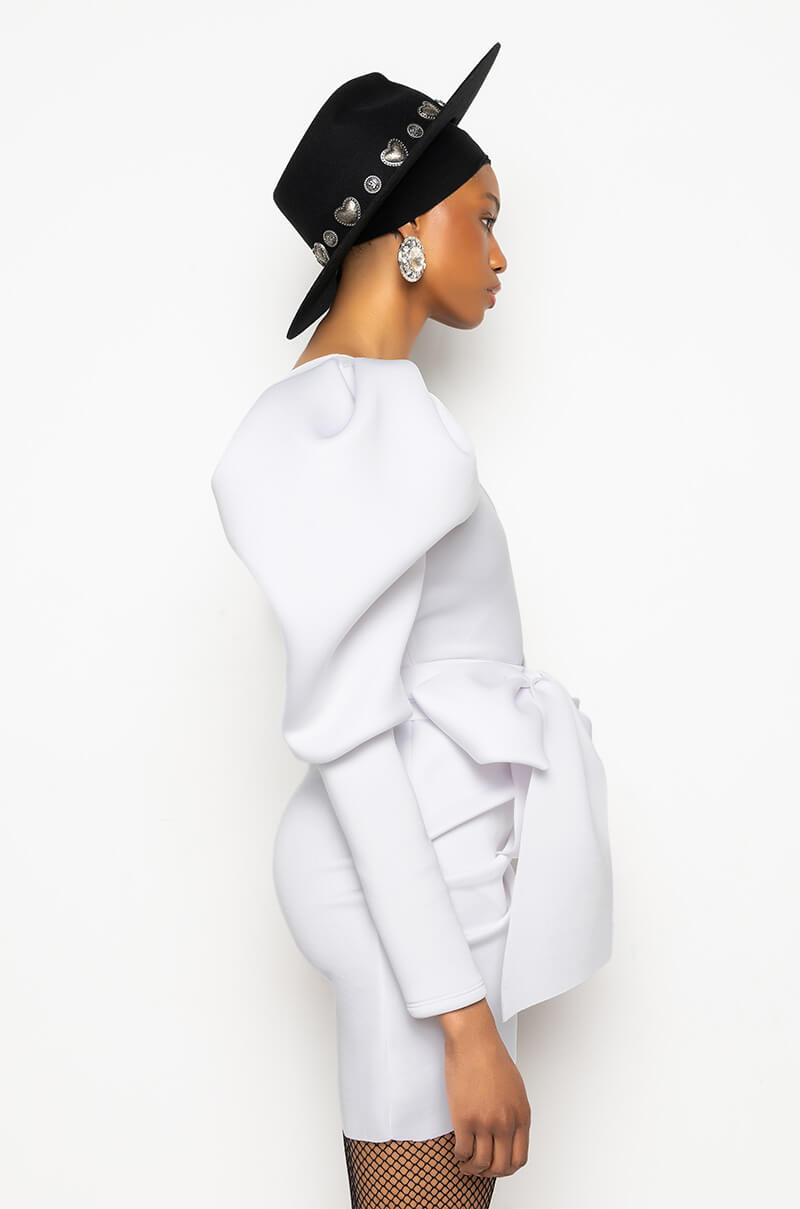 Detail View Made For The Glam Puff Sleeve Mini Dress