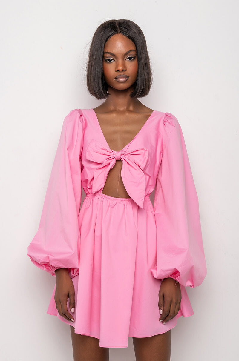 Back View Made Of Sunlight Tie Front Mini Dress