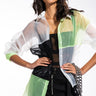 Front View Made You Look Colorblock Long Sleeve Organza Button Down