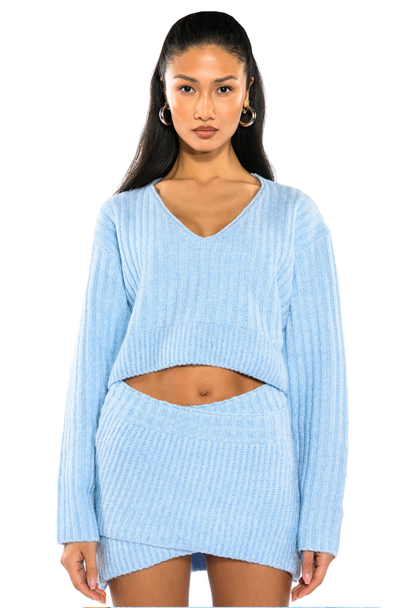 Front View Made You Look V Neck Crop Sweater