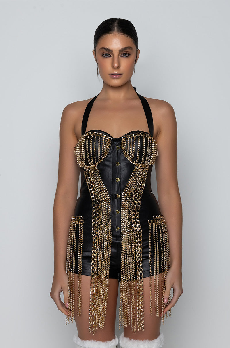 MAIN ATTRACTION CHAIN DETAIL ROMPER BLACK view 0