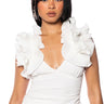 Front View Main Character Energy Ruffled Blouse In White