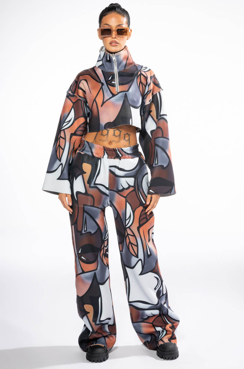 Extra View Main Squeeze Reversible Printed Scuba Wide Leg Jogger 8