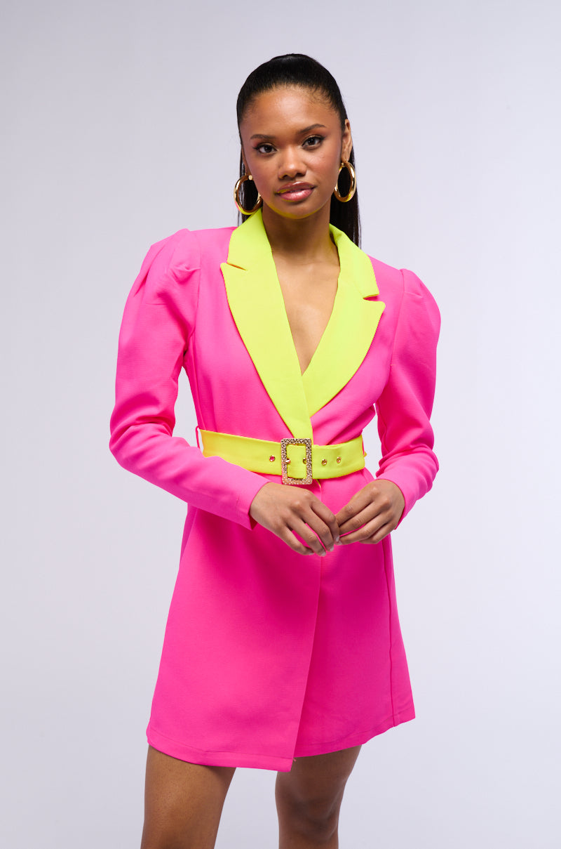 MAJOR THROWBACK NEON BLAZER DRESS AKIRA MAJOR THROWBACK NEON BLAZER DRESS AKIRA