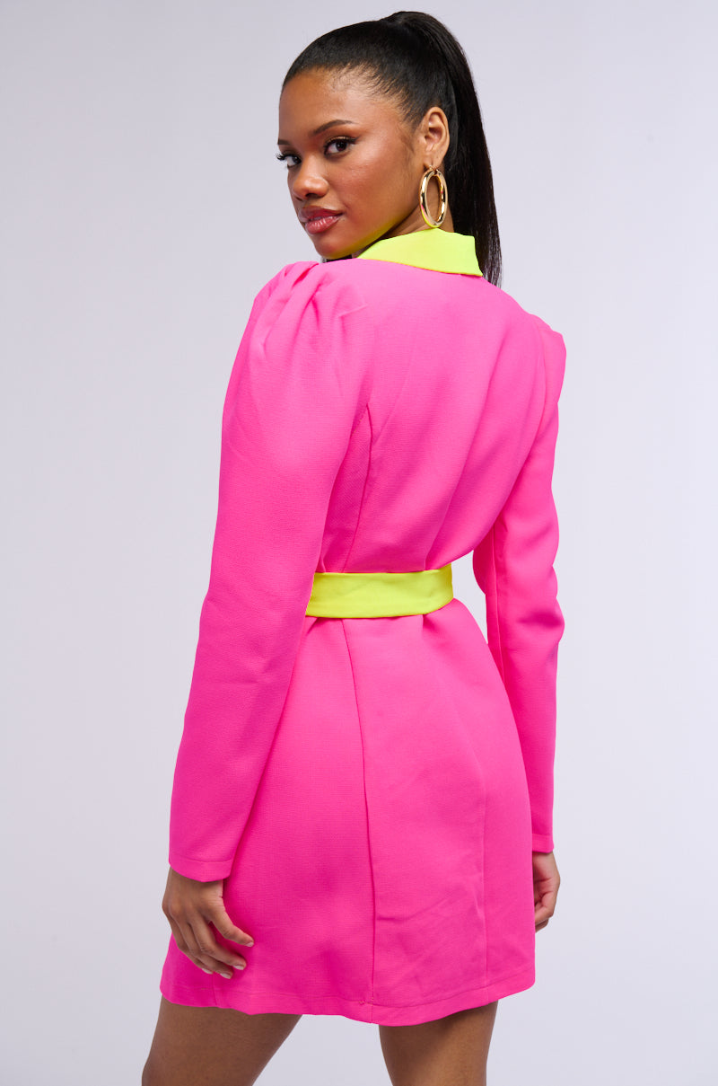 Detail View Major Throwback Neon Blazer Dress 3