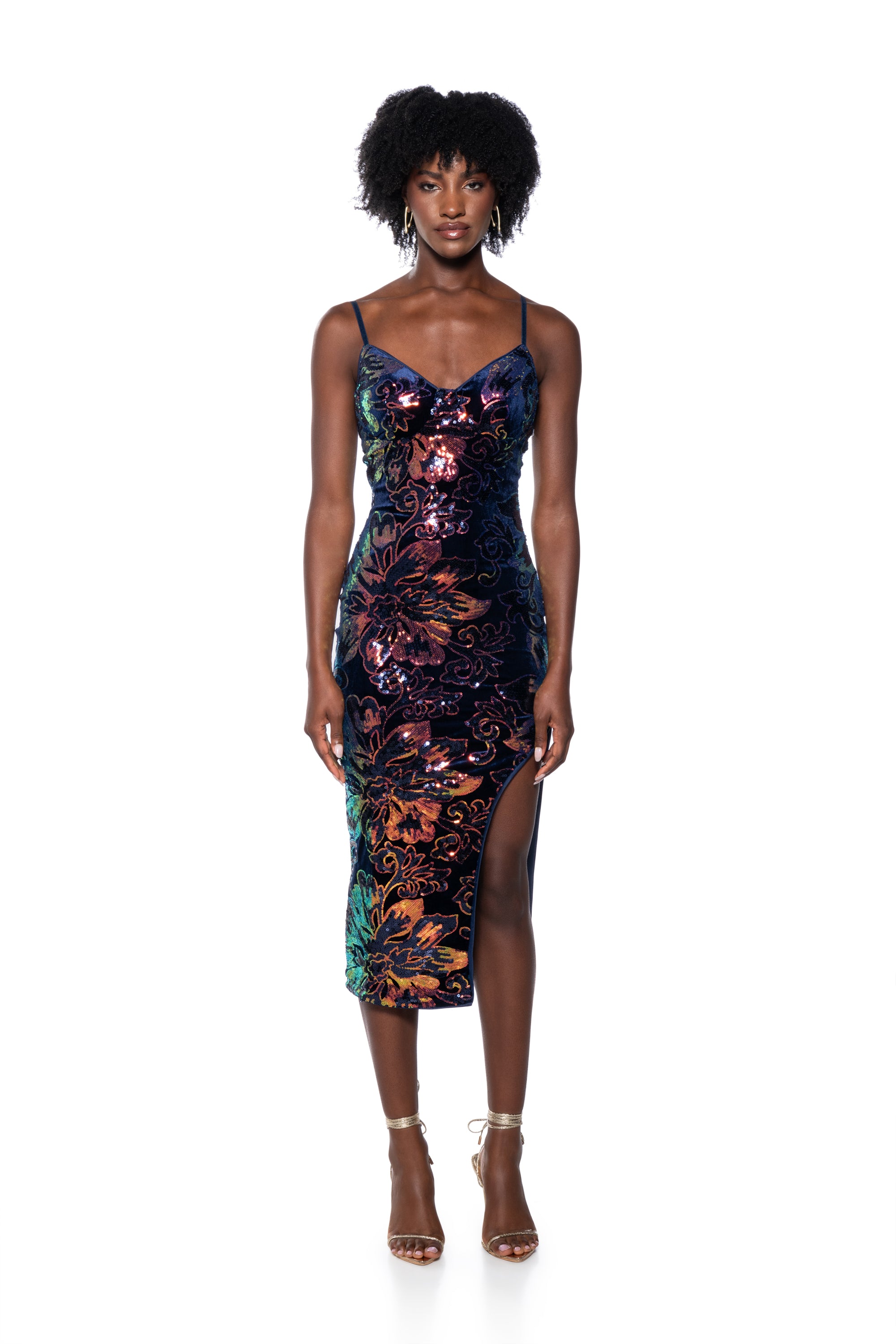 Extra View Make A Move Sequin Midi Dress