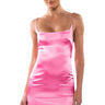 Front View Make A Wish Satin Mini Dress In Pink