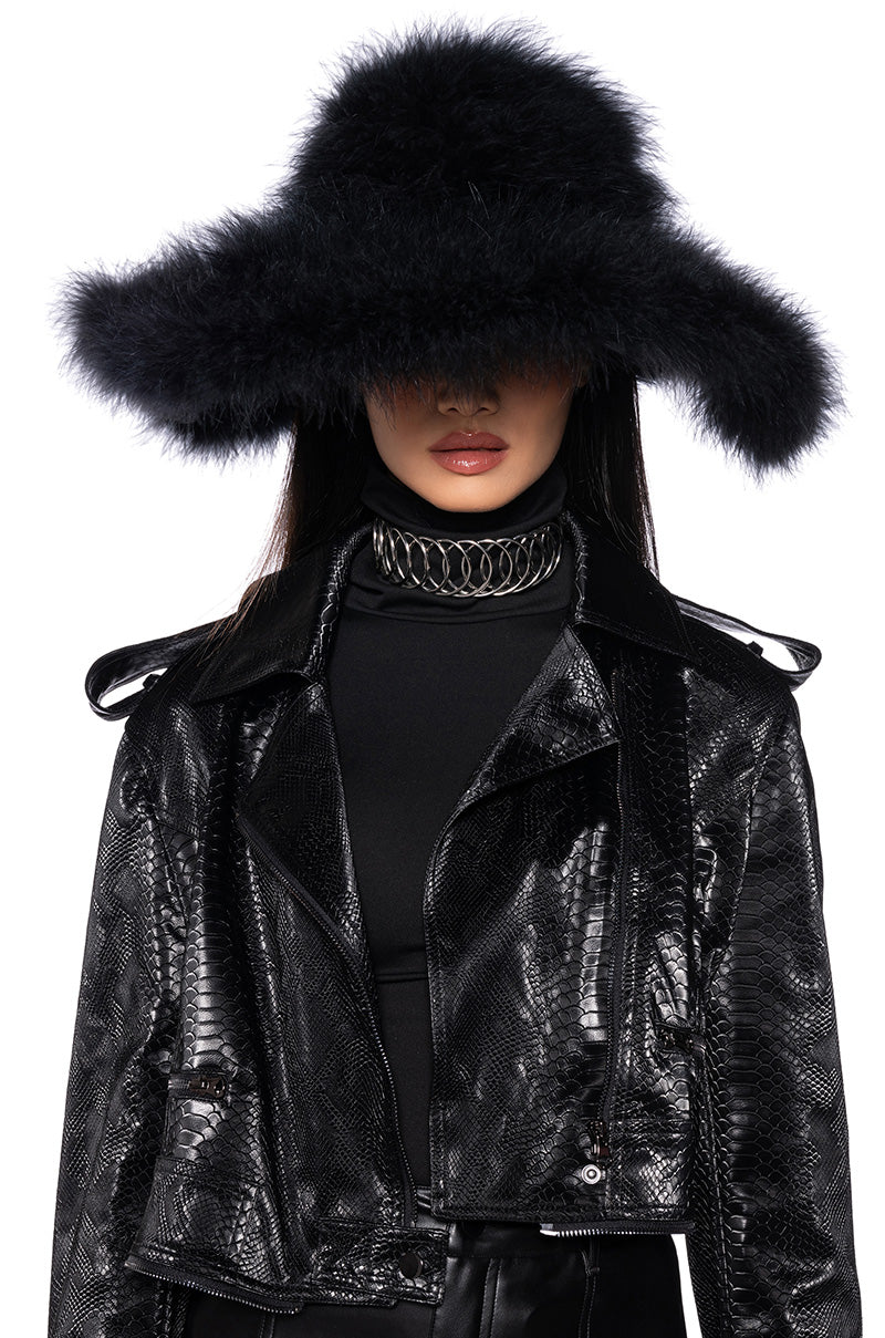 MAKE IT FAB QUINN OSTRICH BRIM HAT view 0