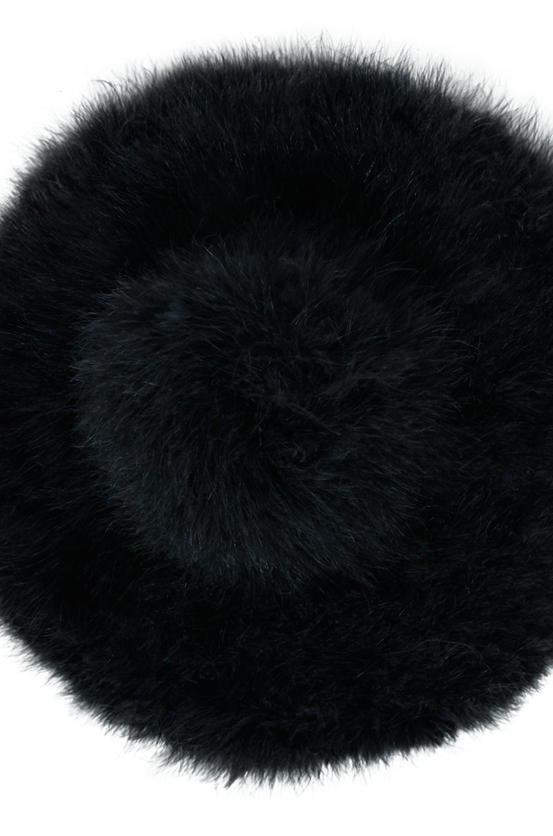 Back View Make It Fab Ostrich Feather Brim Hat In Black