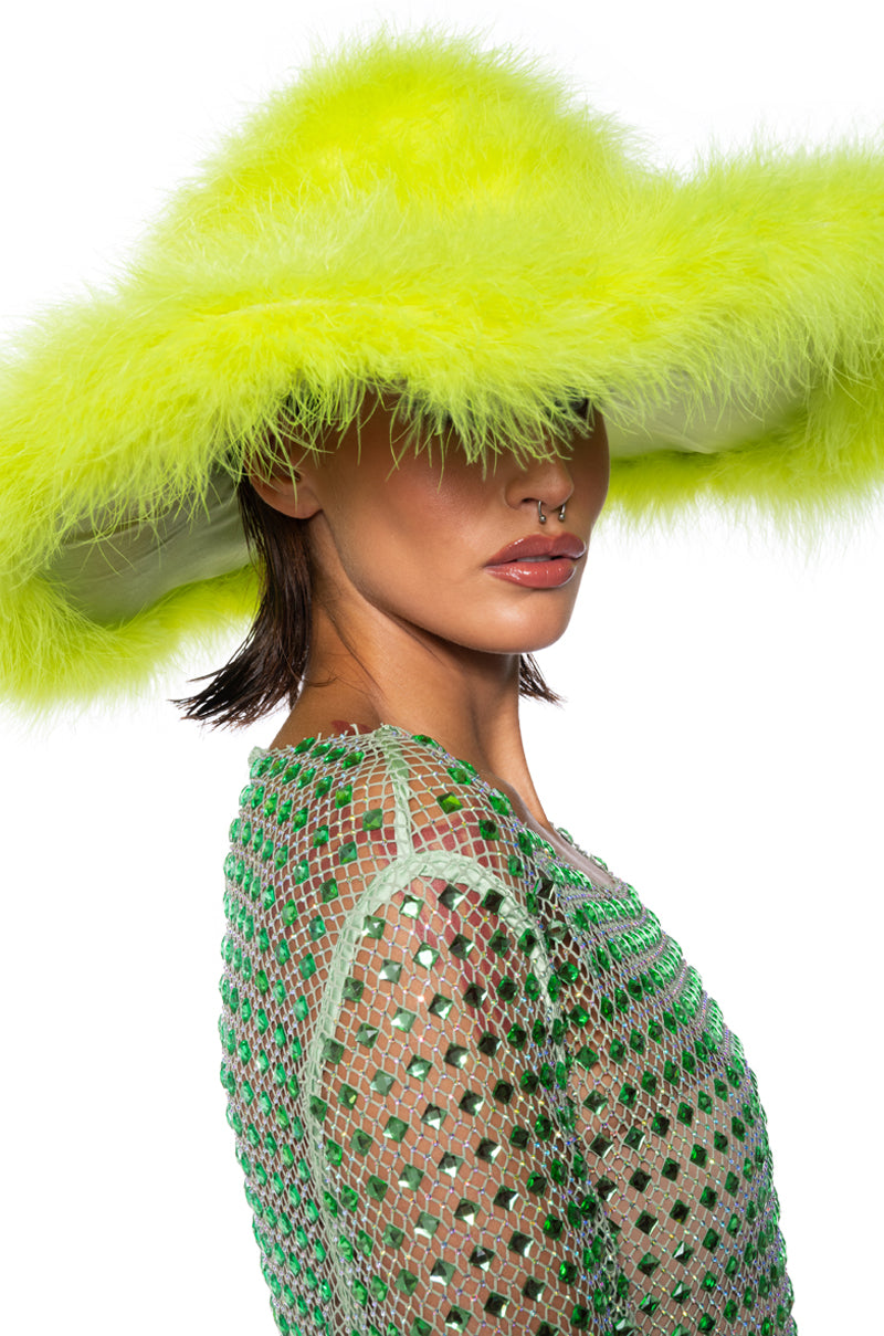 BADDIE VIBES OSTRICH BRIM HAT view 0