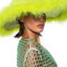 Front View Make It Fab Ostrich Feather Brim Hat In Lime