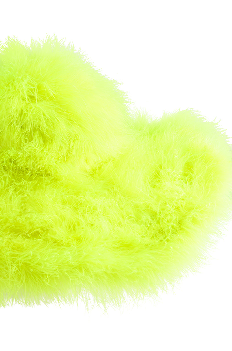 Back View Make It Fab Ostrich Feather Brim Hat In Lime