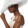 Front View Make It Fab Quinn Ostrich Brim Hat In White