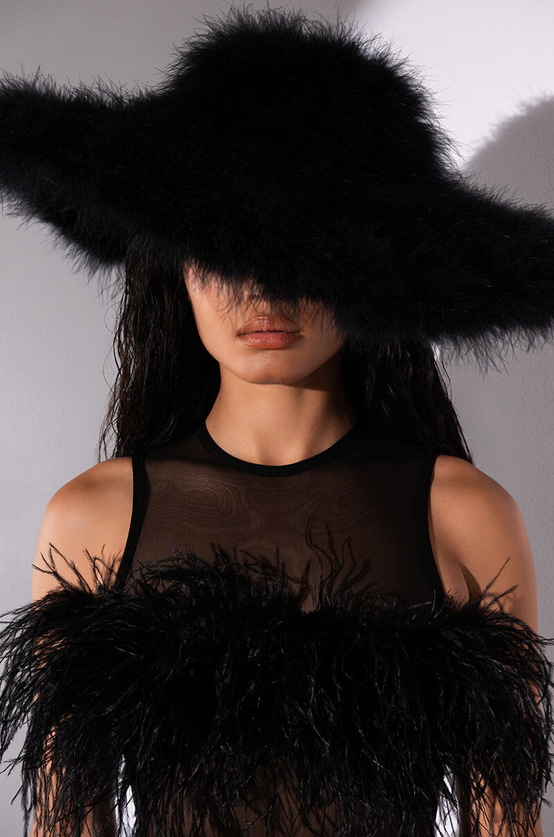 Side View Make It Fab Quinn Ostrich Feather Brim Hat