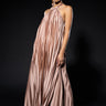 Front View Make Me Sway Pleated Halter Maxi Dress