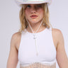 Front View Make You Believe It Rhinestone Fringe Tank In White