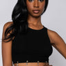 Front View Makes The World Go Round Dollar Sign Detail Top in Black