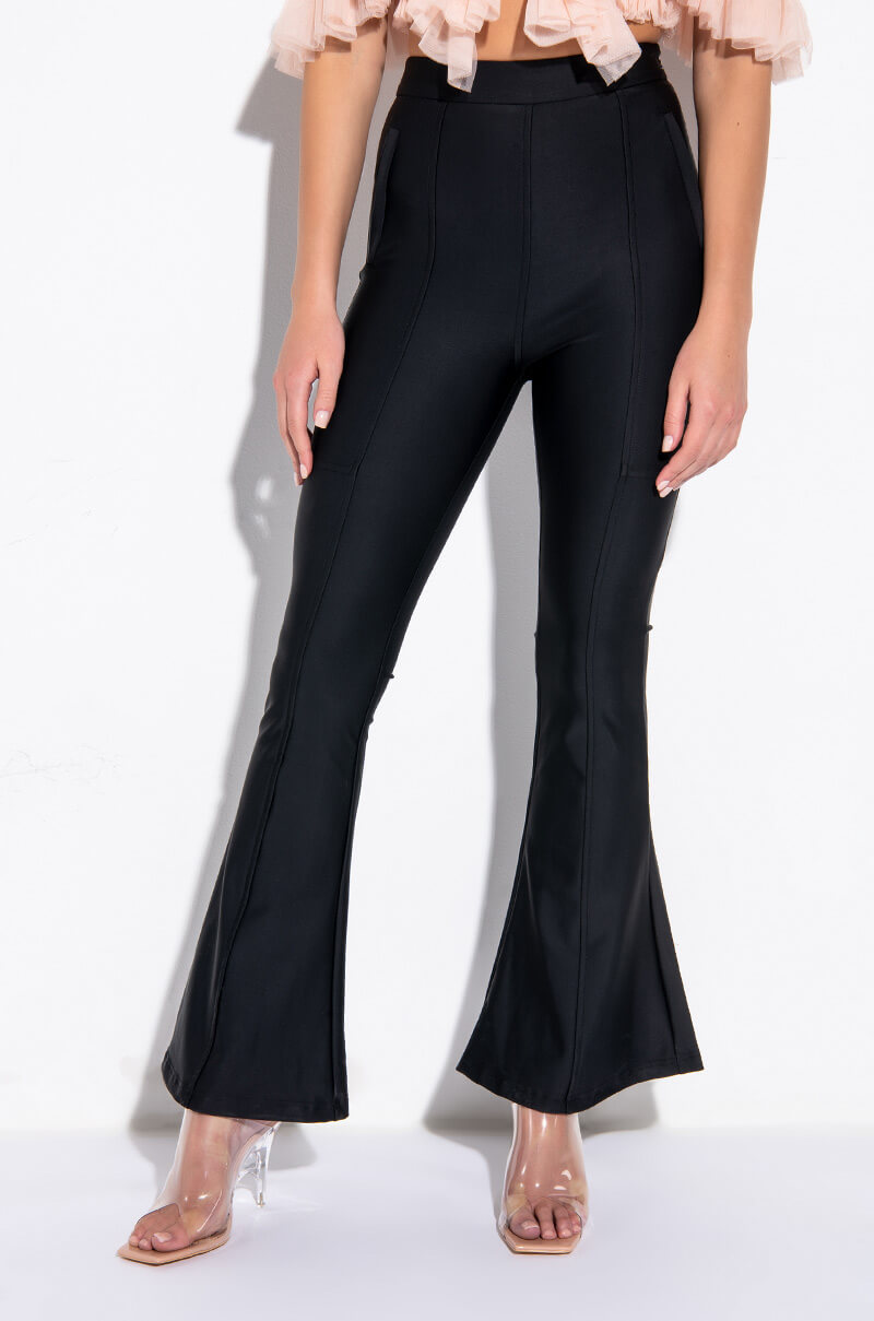 Front View Making Moves High Waisted Flare Trouser