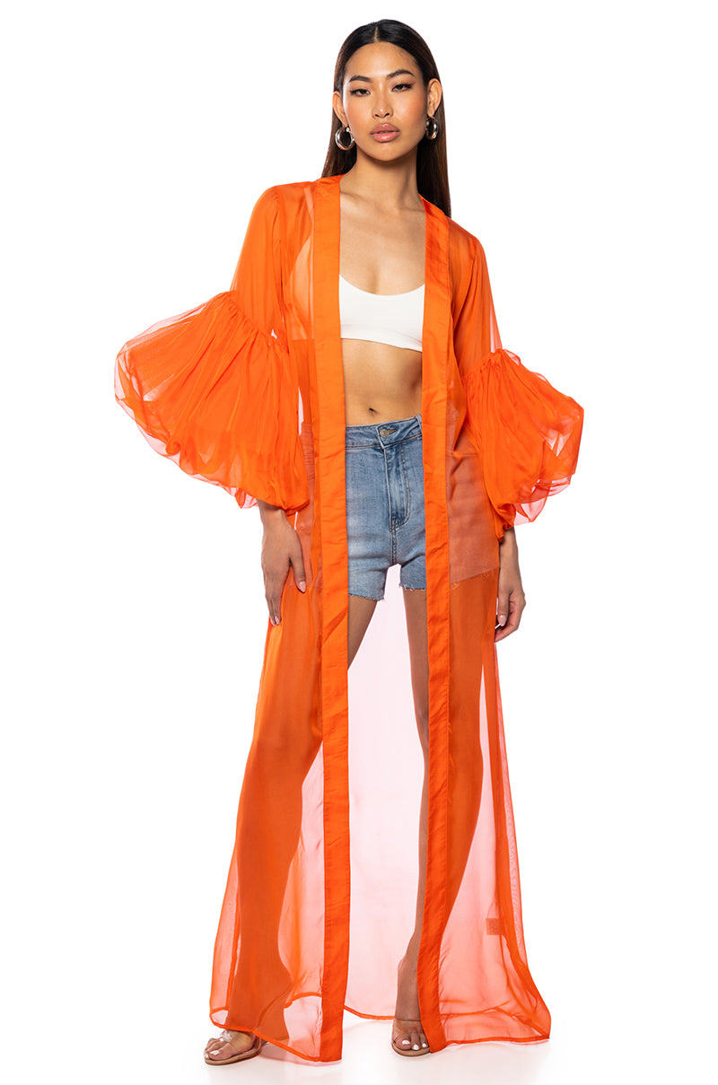 Front View Maldives Puff Sleeve Duster