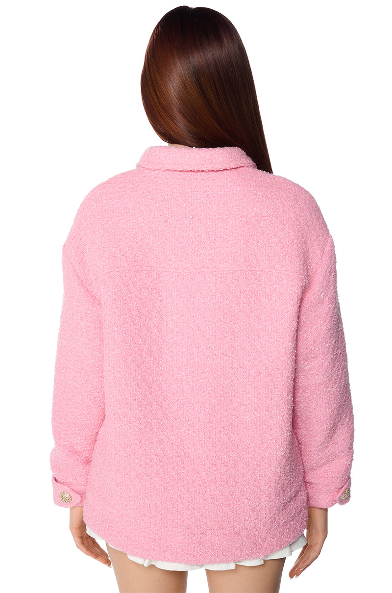 Full View Malibu Dream Tweed Oversized Bomber