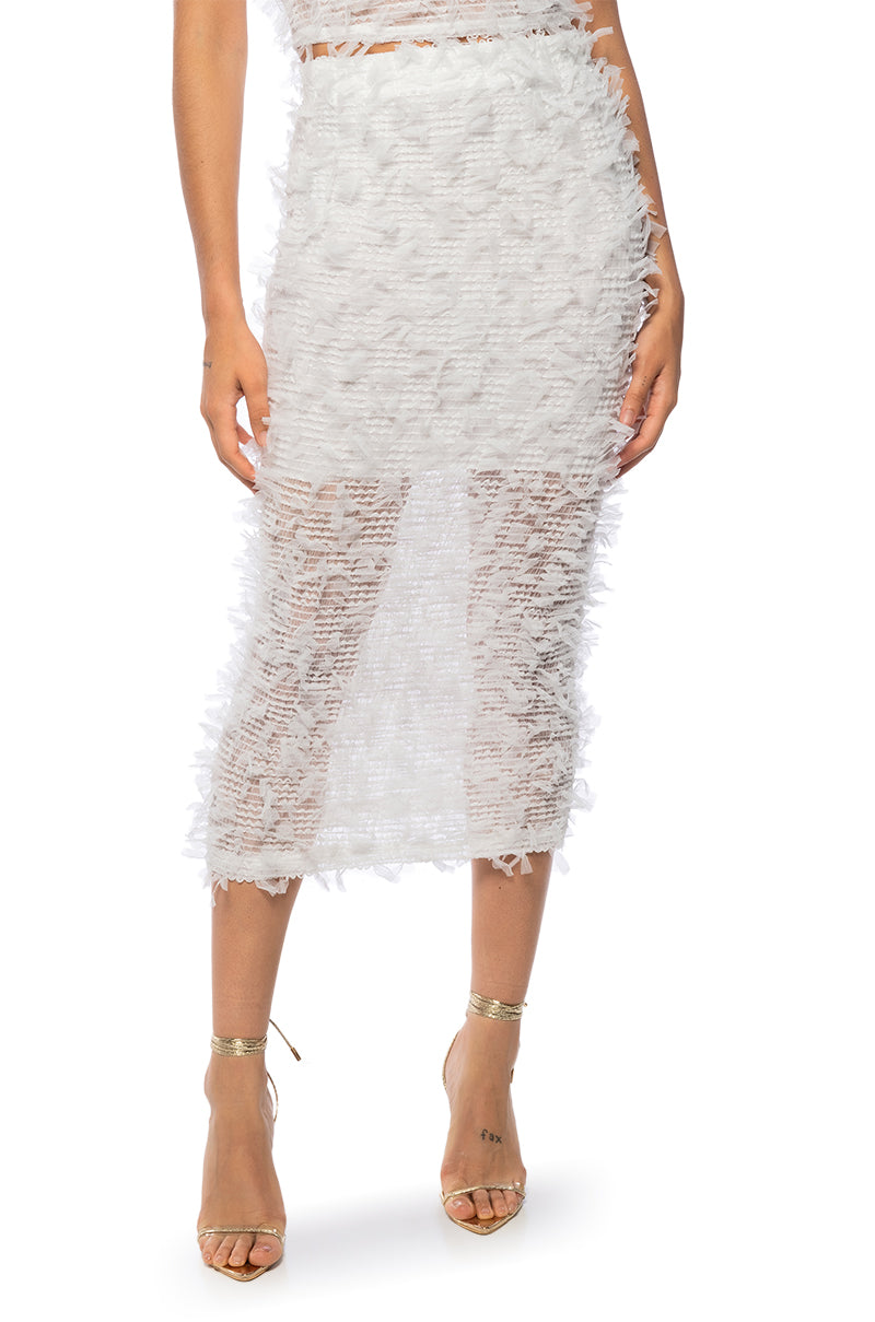 Front View Mallory Textured Bodycon Midi Skirt
